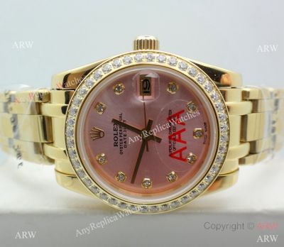 High Quality Rolex Masterpiece All Gold Pink Dial Watch 31mm